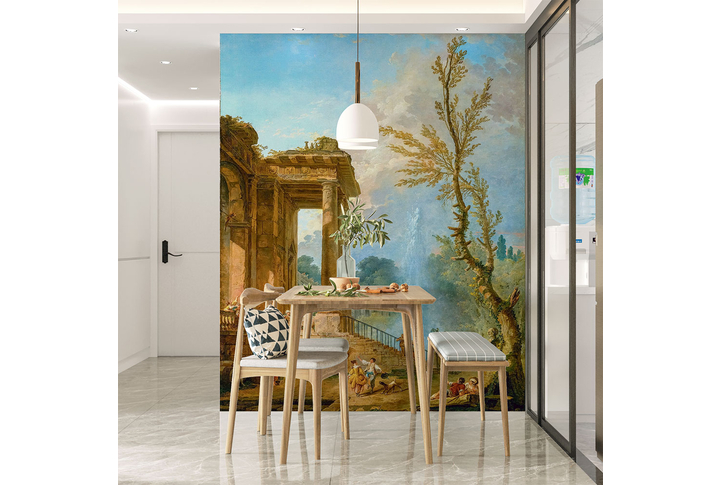 Фотообои «Картина античный сад с колоннами» в интерьере