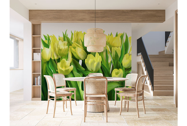 Фотообои «Зеленые тюльпаны» в интерьере