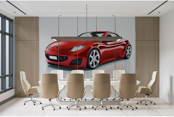 Фотообои «Красный автомобиль» в интерьере