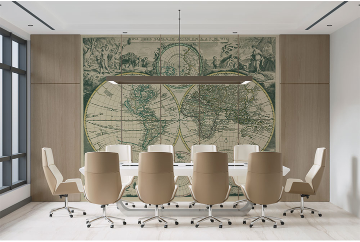 Фотообои «Карта мира из Средневековья» в интерьере
