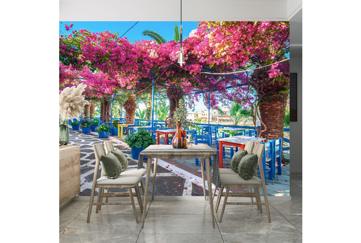 Фотообои «Южное кафе на террасе старого города» в интерьере