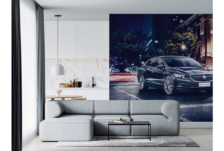 Фотообои «Машина посреди ночной улицы» в интерьере