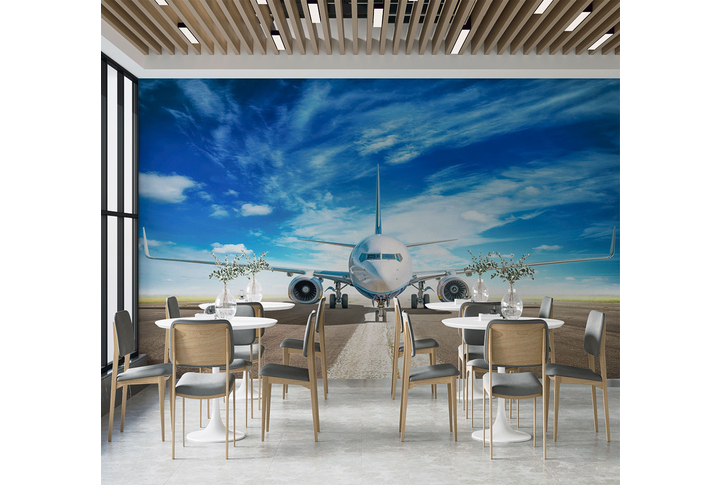 Фотообои «Взлетающий самолет» в интерьере