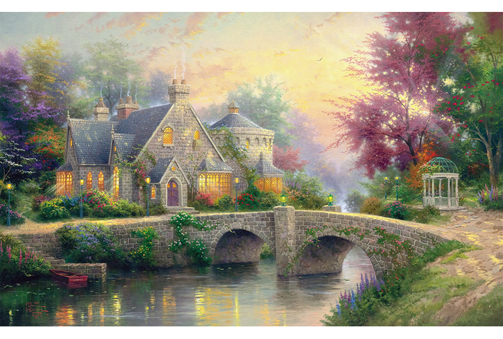 Фотообои «Сказочная усадьба у реки в волшебном лесу»