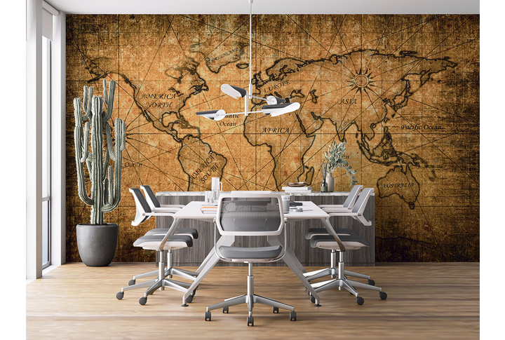 Фотообои «Абстрактная карта мира» в интерьере
