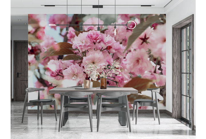 Фотообои «Цветы розовой сакуры» в интерьере