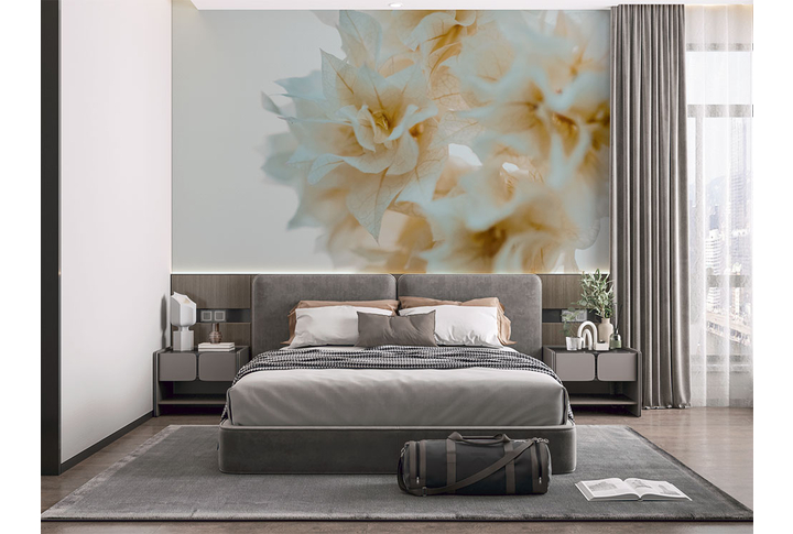 Фотообои «Нежные цветки» в интерьере