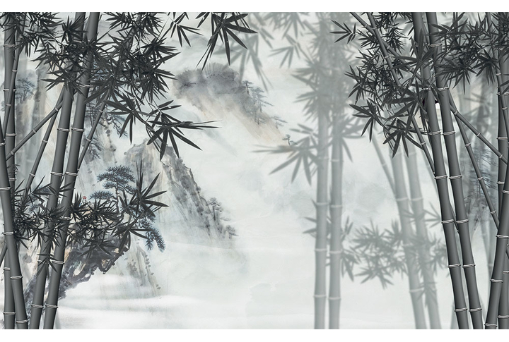 Фотообои «Черно-белый бамбуковый лес»