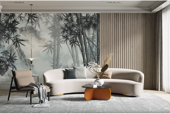 Фотообои «Черно-белый бамбуковый лес» в интерьере