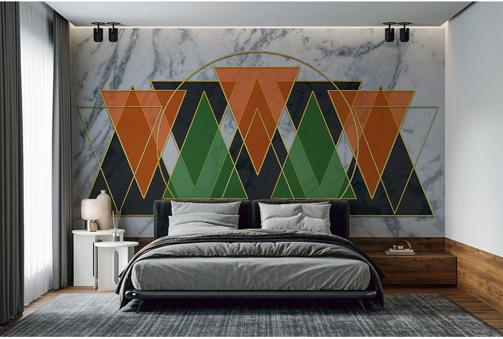 Фотообои «Треугольная абстракция под мрамор» в интерьере