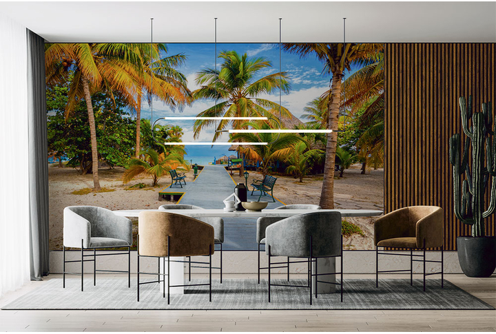 Фотообои «Дорожка между пальм» в интерьере