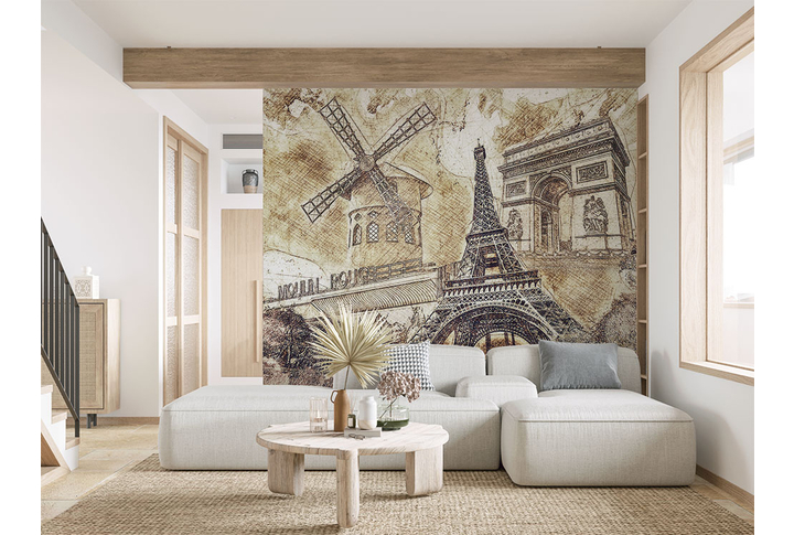 Фотообои «Париж, Эйфелева башня» в интерьере