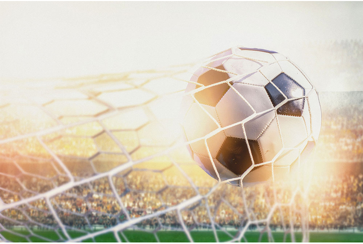 Фотообои «Футбольный мяч в воротах»