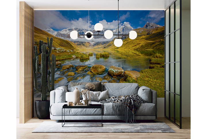 Фотообои «Пейзаж природы с рекой в горах» в интерьере