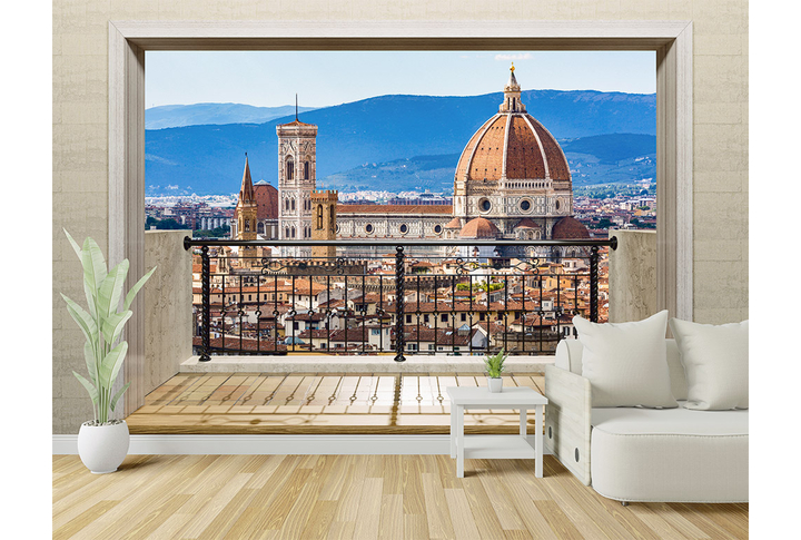 Фотообои «Балкон с видом на Флоренцию» в интерьере