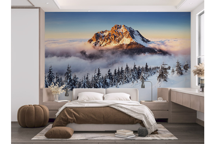 Фотообои «Зима в горах» в интерьере