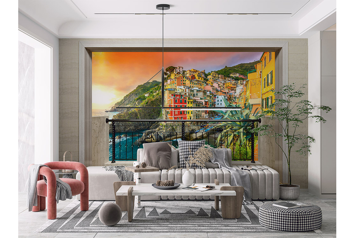 Фотообои «Окно на балконе в Итальянском городе» в интерьере