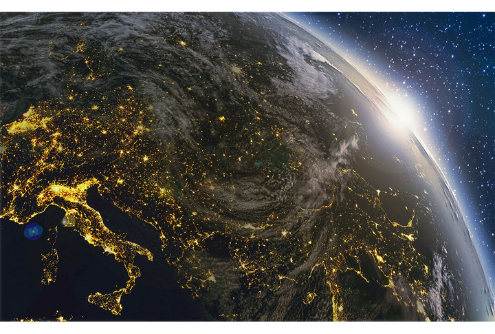 Фотообои «Ночная планета Земля из космоса»