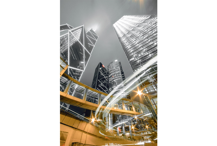 Фотообои «Ночные небоскребы мегаполиса»