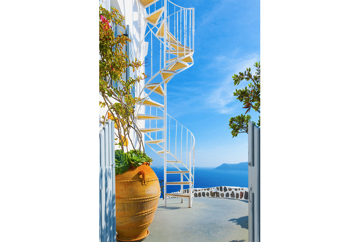 Фотообои «Лестница на террасе в Санторини»