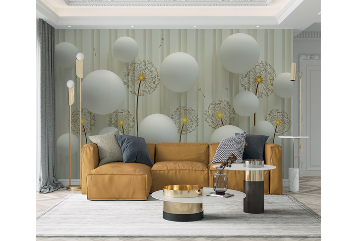Фотообои «Одуванчики и шары» в интерьере