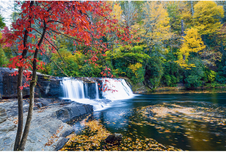 Фотообои «Водопад в осеннем лесу»