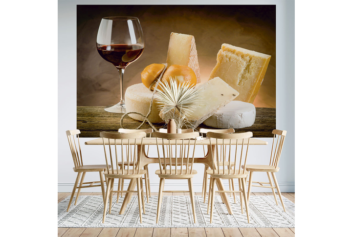 Фотообои «Вино и сыр» в интерьере