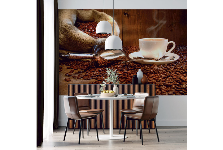 Фотообои «Чашка свежего кофе» в интерьере