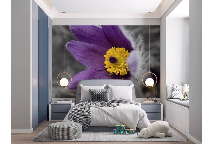 Фотообои «Фиолетовый цветок» в интерьере