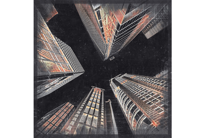 Фотообои «Город - графика в черных тонах»