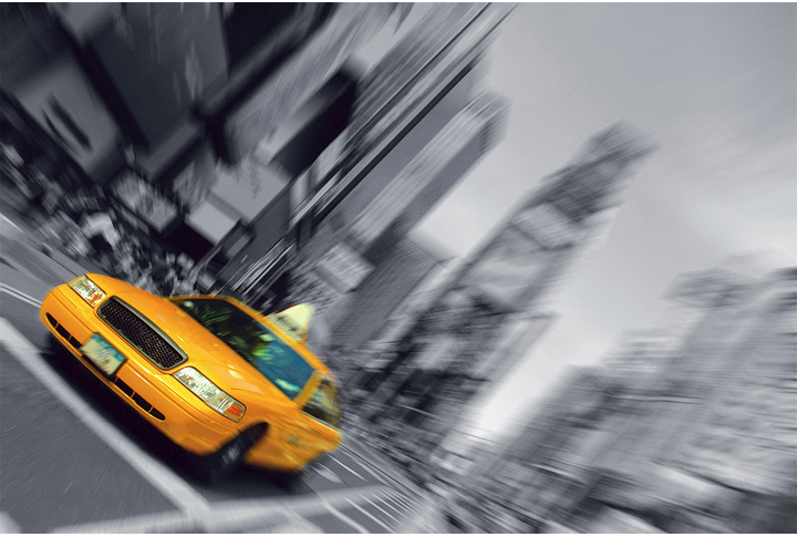 Фотообои «Нью-Йорк в черно-белом стиле и желтое такси»
