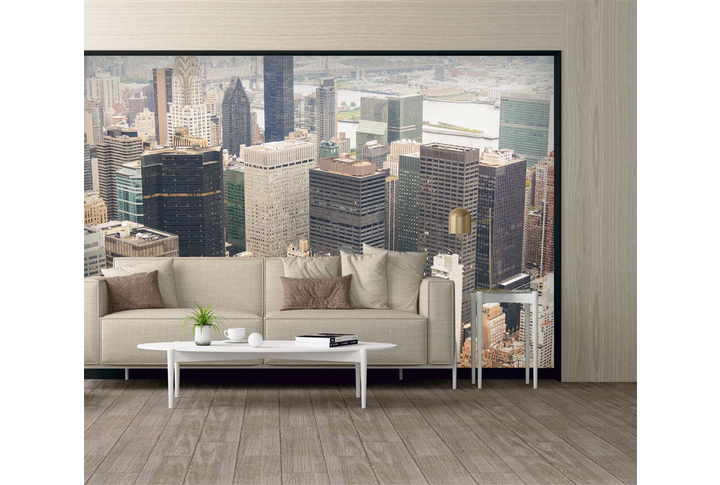 Фотообои «Город Нью-Йорк в бежевых тонах» в интерьере