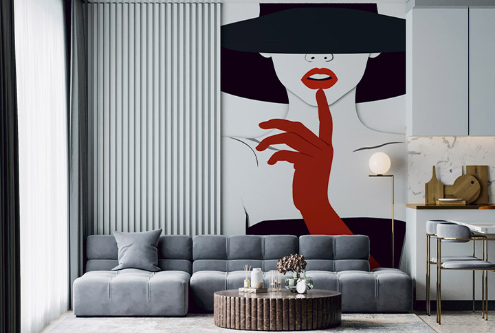 Фотообои Чёрно-Белые с красным