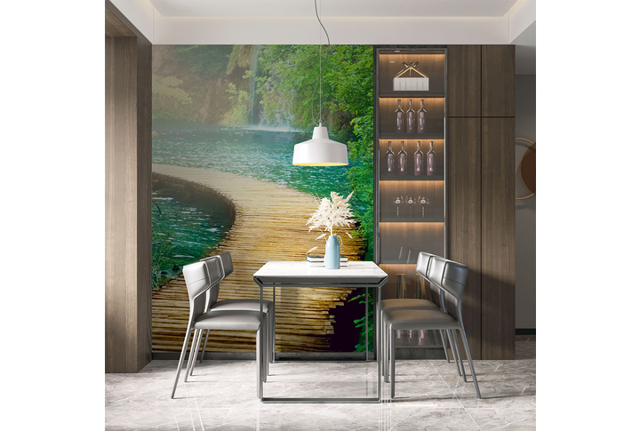 Фотообои «Дорожка к водопаду» в интерьере