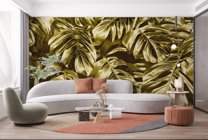 Фотообои Листья Золотые