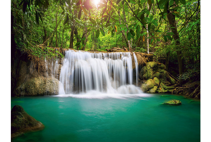 Фотообои «Водопад в джунглях, тропическое озеро»