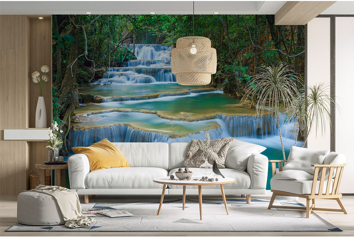 Фотообои «Водопады в таиландских джунглях» в интерьере