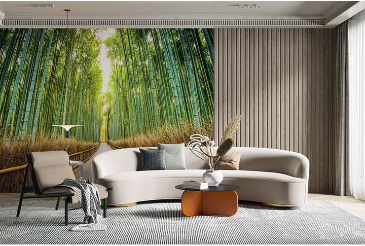 Фотообои «Бамбуковый лес в Японии, тропинка через парк» в интерьере
