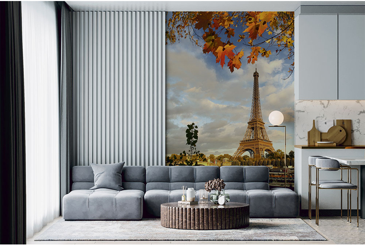 Фотообои «Осень в Париже, Эйфелева башня» в интерьере