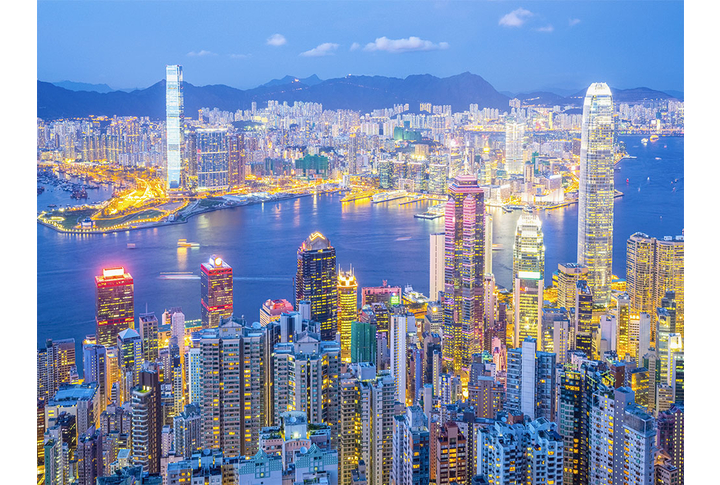 Фотообои «Ночной город в неоновых огнях, Гонконг»