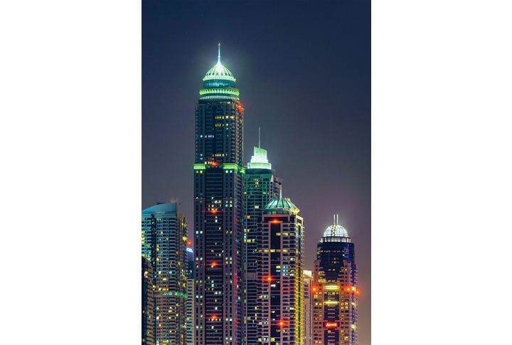 Фотообои «Дубай, ночные небоскребы города»