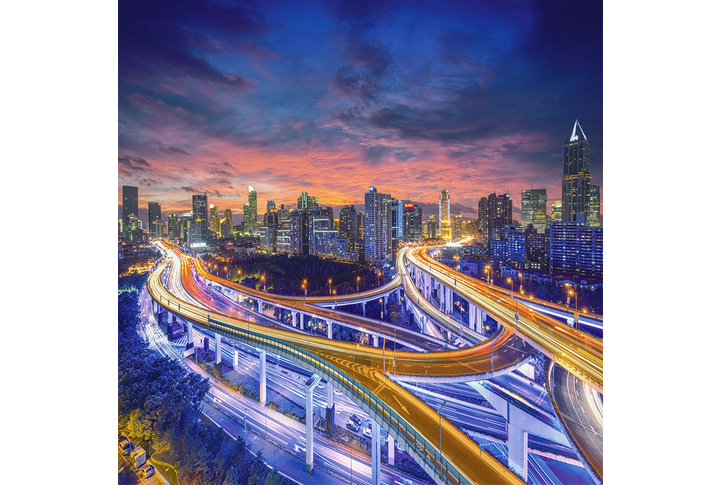 Фотообои «Город Шанхай с ночными дорогами»