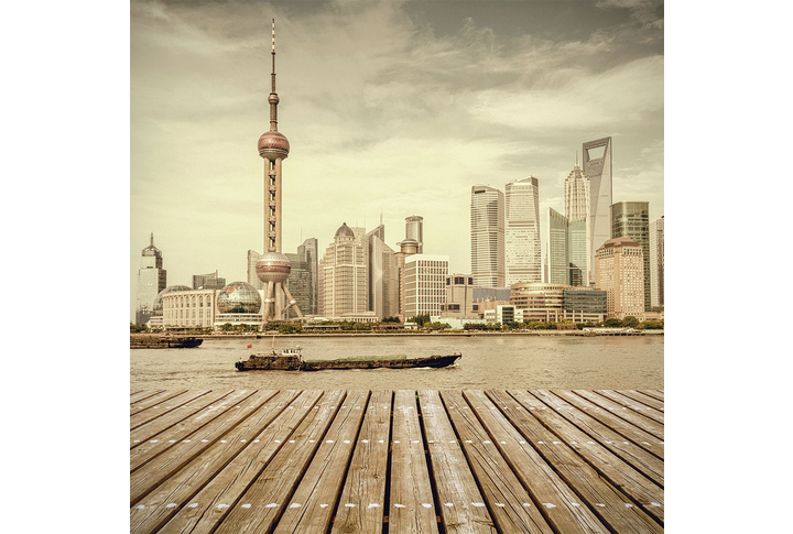 Фотообои «Город Шанхай под сепию»