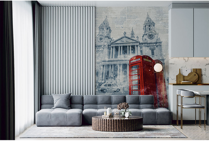 Фотообои «Лондон под винтажную фреску» в интерьере