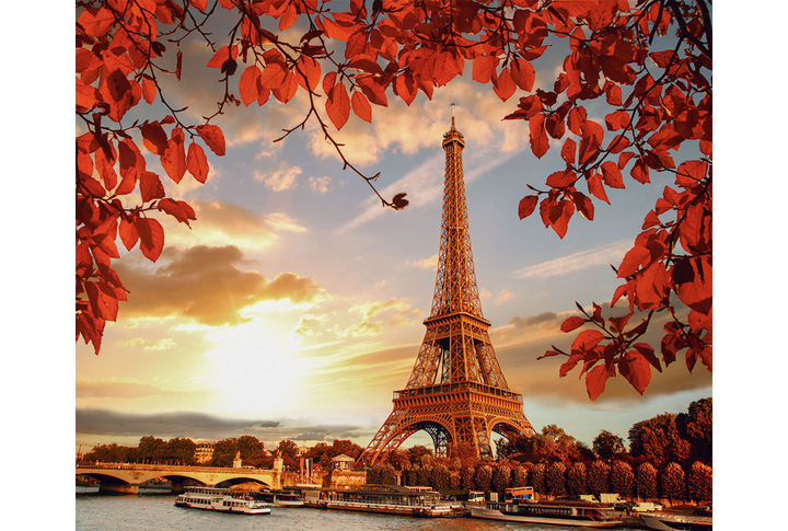 Фотообои «Осенняя Эйфелева башня в ярких красках заката»