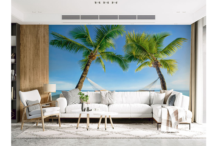 Фотообои «Под пальмами на берегу моря» в интерьере