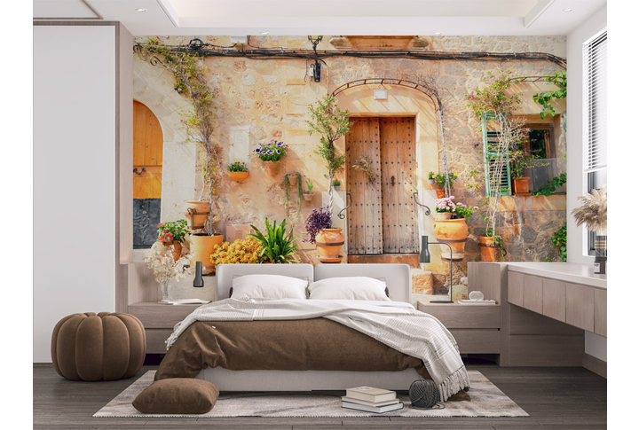 Фотообои «Цветущий дворик Италии» в интерьере