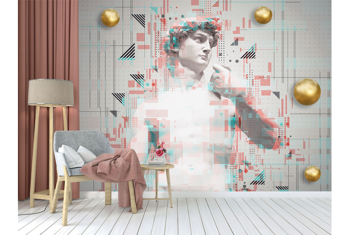 Фотообои «Давид в стиле модерн и геометрия» в интерьере