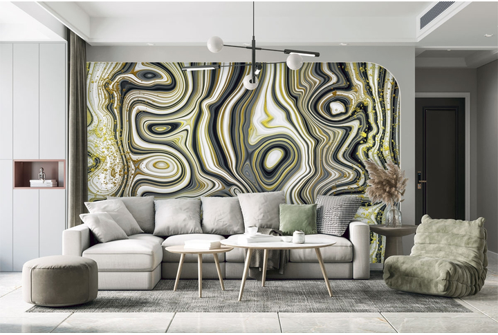 Фотообои «Абстракция стилизованная под срез камня» в интерьере