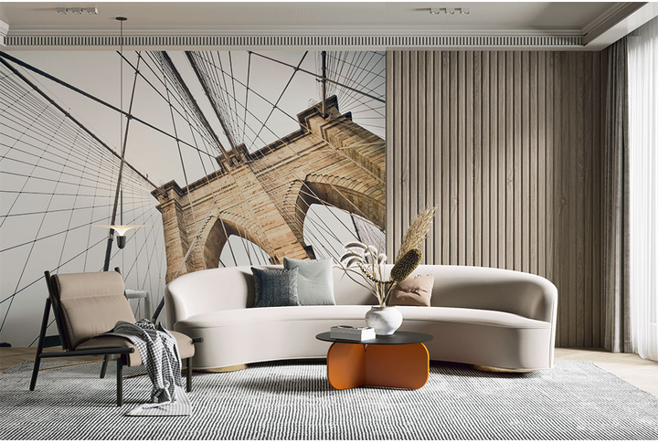 Фотообои «Бруклинский мост с перспективой» в интерьере